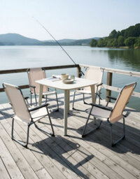 Beliani Set Of 4 Garden Chairs Galatsi Folding Metal Beige - thumbnail 2