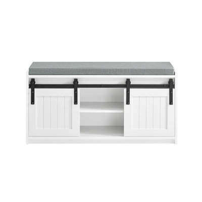 Sobuy Fsr133-K-W,shoe Bench With 2 Doors  90X35X45Cm Functional,white,w90Xd35Xh45 - image 1