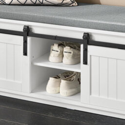 Sobuy Fsr133-K-W,shoe Bench With 2 Doors  90X35X45Cm Functional,white,w90Xd35Xh45 - thumbnail 6