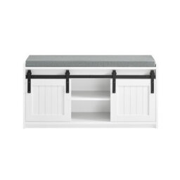 Sobuy Fsr133-K-W,shoe Bench With 2 Doors  90X35X45Cm Functional,white,w90Xd35Xh45 - thumbnail 1