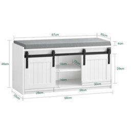 Sobuy Fsr133-K-W,shoe Bench With 2 Doors  90X35X45Cm Functional,white,w90Xd35Xh45 - thumbnail 3