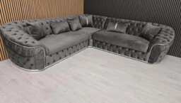 Ambassador Corner Sofa 270Cm X 270Cm  Grey Plush Velvet - thumbnail 3