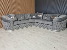 Ambassador Corner Sofa 270Cm X 270Cm  Grey Plush Velvet - thumbnail 1