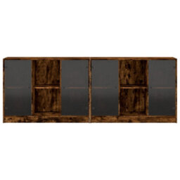 Berkfield Bookcase With Doors Smoked Oak 204X37X75 Cm Engineered Wood - thumbnail 6
