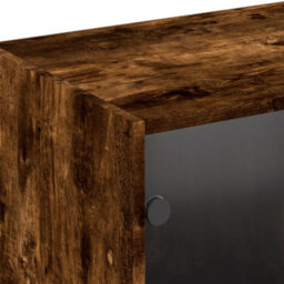 Berkfield Bookcase With Doors Smoked Oak 204X37X75 Cm Engineered Wood - thumbnail 9