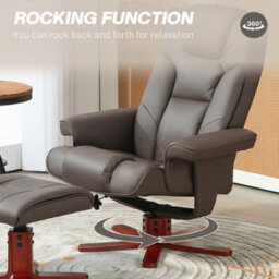 Homcom Reclining Armchair With Footstool And Adjustable Backrest, Brown - thumbnail 5
