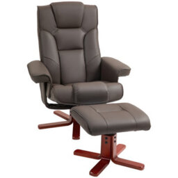 Homcom Reclining Armchair With Footstool And Adjustable Backrest, Brown - thumbnail 2