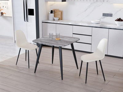 Core Products Aspen Grey Oak Effect 80Cm Square Dining Table With 2 Calico Plastic Curve Design Chairs - image 1
