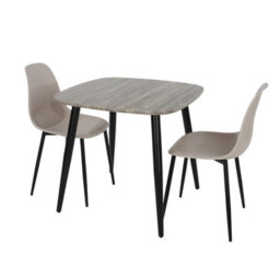 Core Products Aspen Grey Oak Effect 80Cm Square Dining Table With 2 Calico Plastic Curve Design Chairs - thumbnail 2