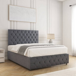 Bsspoke Mulberry Divan Bed In Steel Plush Velvet 24Inch Headboard & Footboard No Drawers No Mattress In 3Ft 4Ft 4Ft6 5Ft 6Ft - thumbnail 3