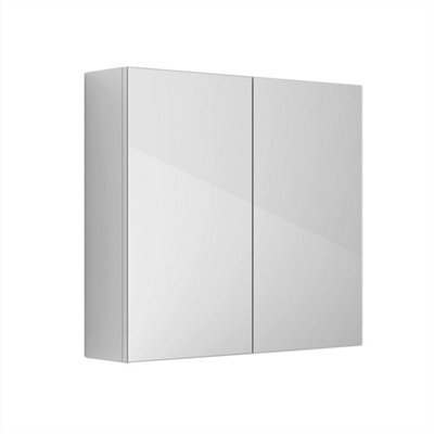 Sundaze 2 Door Mirror Cabinet Bathroom Wall Storage Furniture 600X667mm Gloss White - image 1