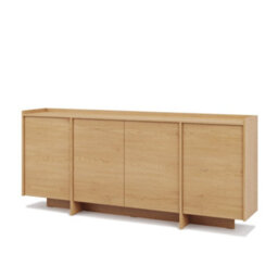 Impact Furniture Extra Large Sideboard 200Cm Wide Cabinet Storage Unit Light Oak Handleless 4 Door Modern White Washed Oak Japandi - thumbnail 5