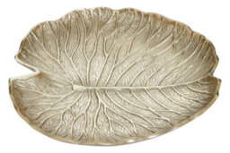 Orsina Large Gold Finish Lotus Leaf Plate With Sculptural Design, Stylish Decorative Plate For Displaying Candles - thumbnail 3