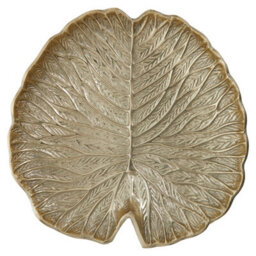 Orsina Large Gold Finish Lotus Leaf Plate With Sculptural Design, Stylish Decorative Plate For Displaying Candles - thumbnail 2