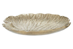 Orsina Large Gold Finish Lotus Leaf Plate With Sculptural Design, Stylish Decorative Plate For Displaying Candles