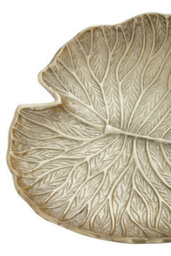 Orsina Large Gold Finish Lotus Leaf Plate With Sculptural Design, Stylish Decorative Plate For Displaying Candles - thumbnail 5