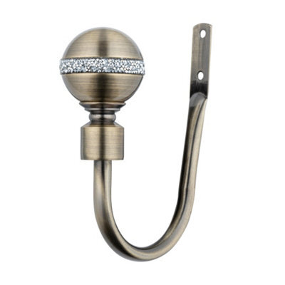 A.unique Home Pair Of Diamante Ball Metal Holdbacks With Fittings - Antique Brass - image 1