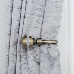 A.unique Home Pair Of Diamante Ball Metal Holdbacks With Fittings - Antique Brass - thumbnail 5