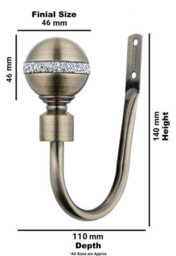 A.unique Home Pair Of Diamante Ball Metal Holdbacks With Fittings - Antique Brass - thumbnail 2