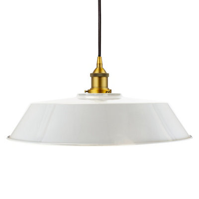 Pale Grey Large Chancery Painted Dome Pendant Light With Antique Gold Lamp Holder And Black Round Cable - Se Home - image 1