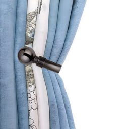 Oxford Homeware Satin Black Nickel Effect Curtain Hold Back With Metal Ball Finials Heavy Duty Durable Wall Tie Backs Pair - thumbnail 9
