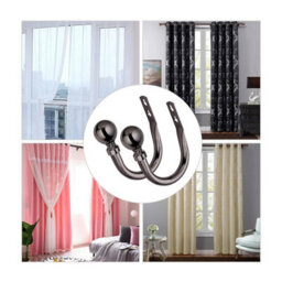 Oxford Homeware Satin Black Nickel Effect Curtain Hold Back With Metal Ball Finials Heavy Duty Durable Wall Tie Backs Pair - thumbnail 7