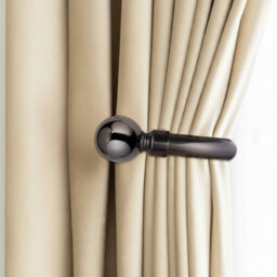Oxford Homeware Satin Black Nickel Effect Curtain Hold Back With Metal Ball Finials Heavy Duty Durable Wall Tie Backs Pair - thumbnail 5
