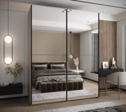 Arte Trosa Ii Cashmere Mirrored Sliding Door Wardrobe W1900mm H2450mm D640mm With Black Steel Handles - thumbnail 2