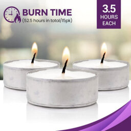 SOL 15Pk Tea Lights Candles - Tea Lights For Home Decor, 3.5 Hour Tealights - Tealight Candles - Unscented Tealights - Long Burning - thumbnail 3