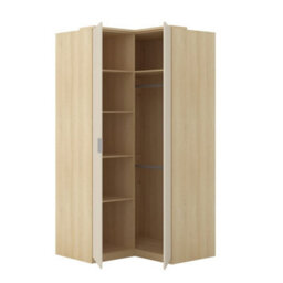 Arte Terra 16 109Cm Corner Wardrobe - Oak Lindberg & Beige, Spacious Two-Door Storage - thumbnail 3