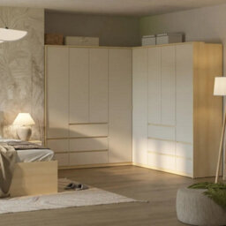 Arte Terra 16 109Cm Corner Wardrobe - Oak Lindberg & Beige, Spacious Two-Door Storage - thumbnail 5