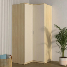 Arte Terra 16 109Cm Corner Wardrobe - Oak Lindberg & Beige, Spacious Two-Door Storage - thumbnail 1