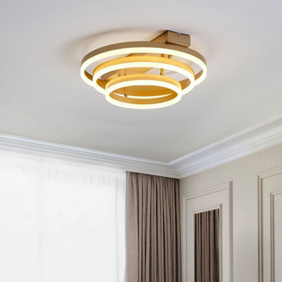 Beliani Ps Ceiling Lamp Gold Aluminium Integrated Led Three-Ring Round Ceiling Light 52Cm Diameter - image 1