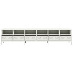 Berkfield Tv Cabinet White 202X39X43.5 Cm Cold-Rolled Steel - thumbnail 5
