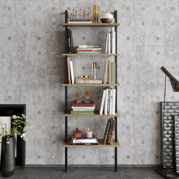 Decorotika Piante Bookcase Shelving Unit Black & Oak - thumbnail 1