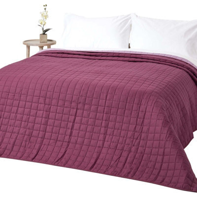 Homescapes Cotton Quilted Reversible Bedspread Lavender Purple,150 X 200 Cm - image 1