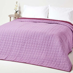 Homescapes Cotton Quilted Reversible Bedspread Lavender Purple,150 X 200 Cm - thumbnail 4