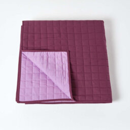 Homescapes Cotton Quilted Reversible Bedspread Lavender Purple,150 X 200 Cm - thumbnail 2