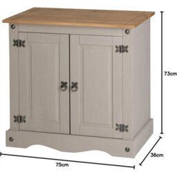 Grey 2 Door Cupboard Sideboard  Solid Pine Painted Mexican Solid Pine - thumbnail 2