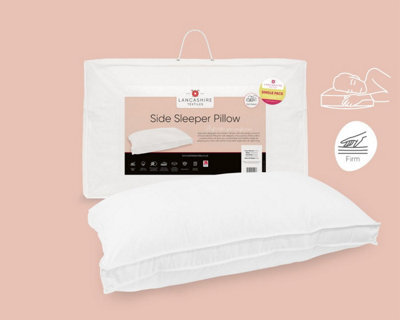 Lancashire Textiles Side Sleeper Pillow Hollowfibre Filling And 100% Cotton Casing Medium Support - Single Pillow - image 1