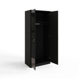 Fwstyle Chilton Black Gloss 2 Door Mirrored Double Wardrobe (H) 181.5Cm (W) 80Cm (D) 50Cm - thumbnail 4