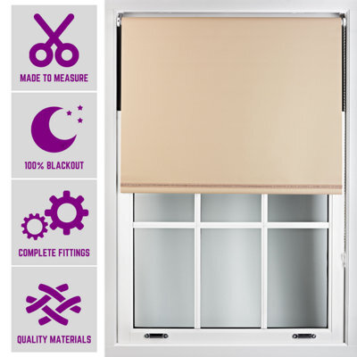 Furnished Blackout Blind With Diamante Braiding Free Cut Service - Cappuccino (W)180Cm X (L)165Cm - image 1