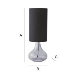 Valuelights Sylvie Black Linen Tall Lamp Shade Smoked Glass Squat Table Lamp - thumbnail 8