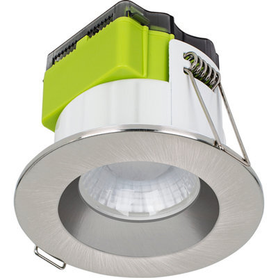 Luceco Ftype Mk2 Brushed Steel Effect Fixed Led Fire-Rated Warm White Downlight 6W Ip65 - image 1