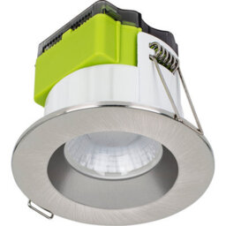 Luceco Ftype Mk2 Brushed Steel Effect Fixed Led Fire-Rated Warm White Downlight 6W Ip65