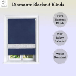 Lister Cartwright Diamante Roller Blinds For Windows - 60 X 165 Cm - Easy To Fit Child Safety Included - Navy - thumbnail 5