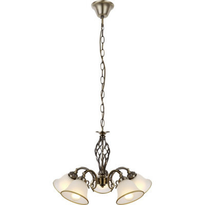 Luminosa Lighting Luminosa Odin Multi Arm Pendant Ceiling Light Old Brass Satined Glass Shade 5X E27 - image 1