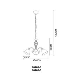 Luminosa Lighting Luminosa Odin Multi Arm Pendant Ceiling Light Old Brass Satined Glass Shade 5X E27 - thumbnail 3