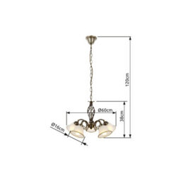 Luminosa Lighting Luminosa Odin Multi Arm Pendant Ceiling Light Old Brass Satined Glass Shade 5X E27 - thumbnail 4