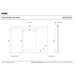 Sensio Eden 900 X 600mm Backlit Cool White Led Bathroom Mirror - Touch Sensor & Demister (Se30756C0) - thumbnail 5